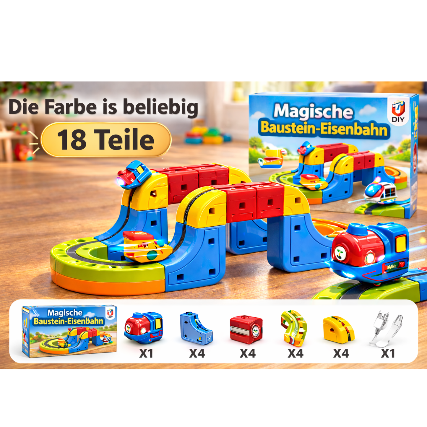 Magische Baustein-Eisenbahn für Kinder (50%Rabatt)