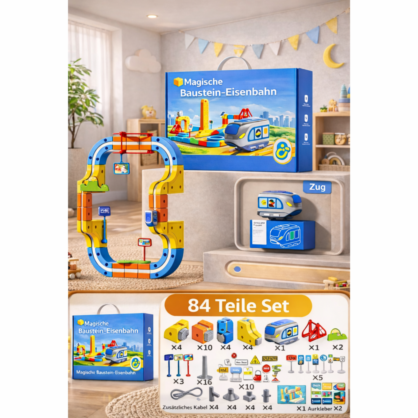 Magische Baustein-Eisenbahn für Kinder (50%Rabatt)