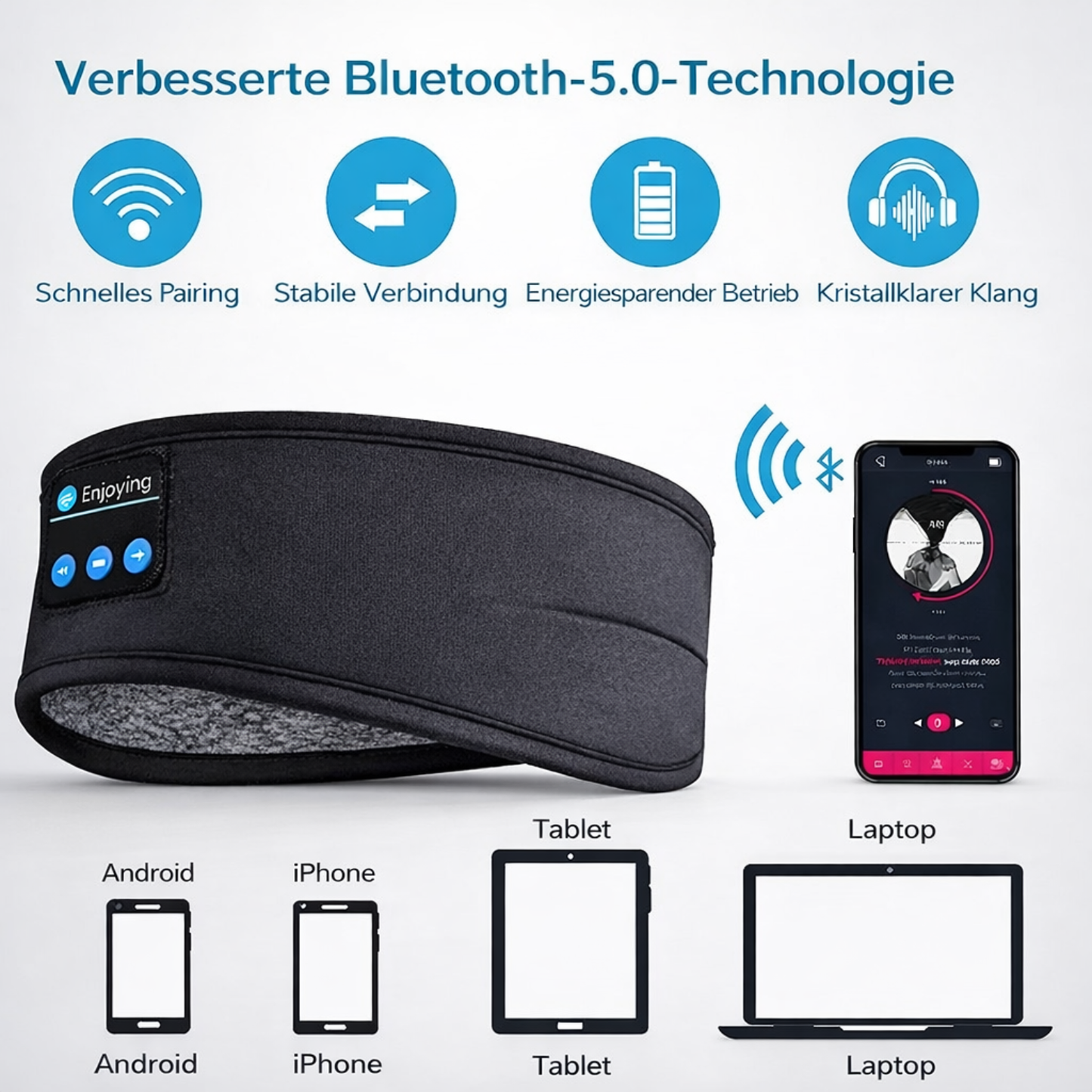 Kabellose Musik-Schlafmaske mit Bluetooth-Kopfhörern