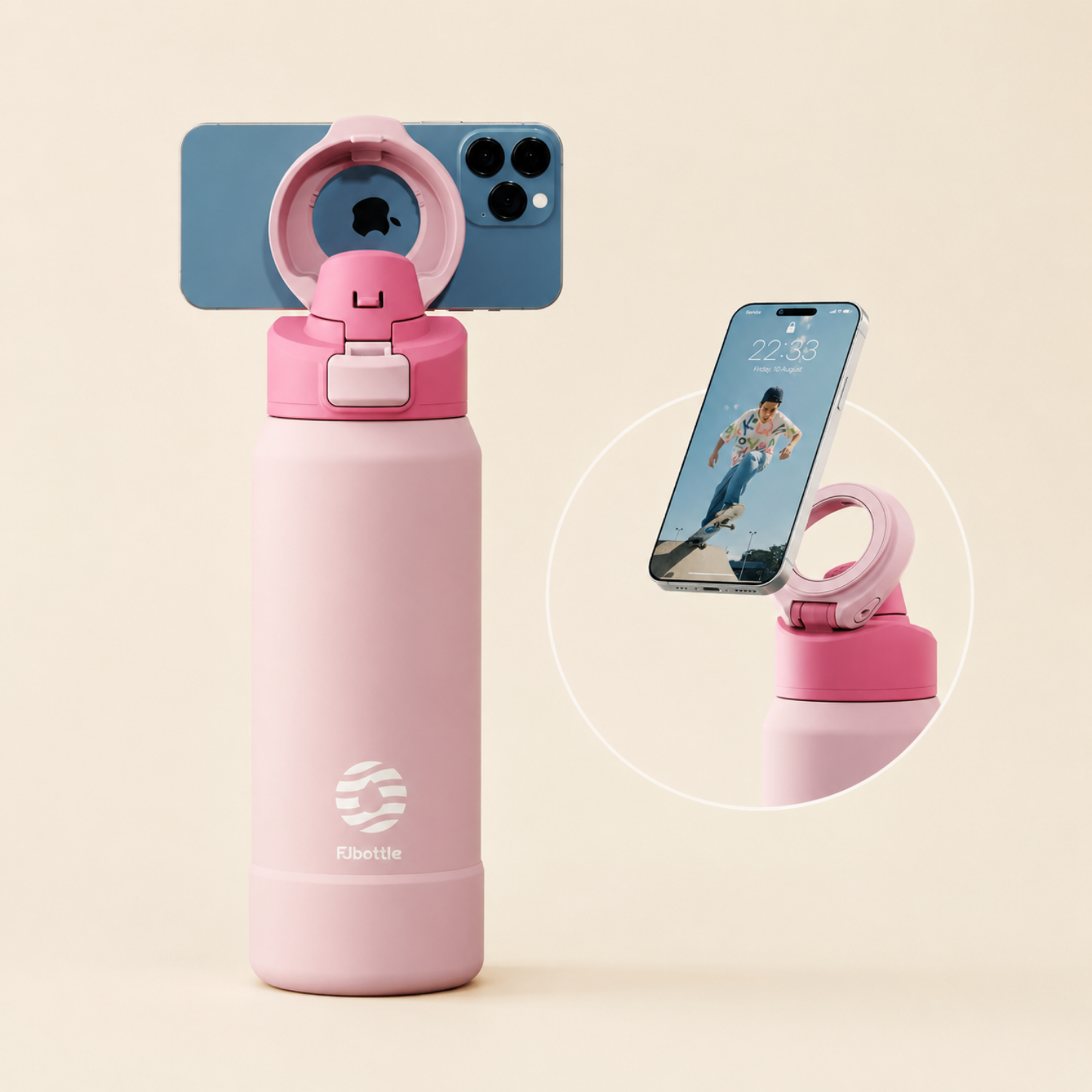 MagBottle Pro – Magnetische Thermo-Trinkflasche mit Handyhalter