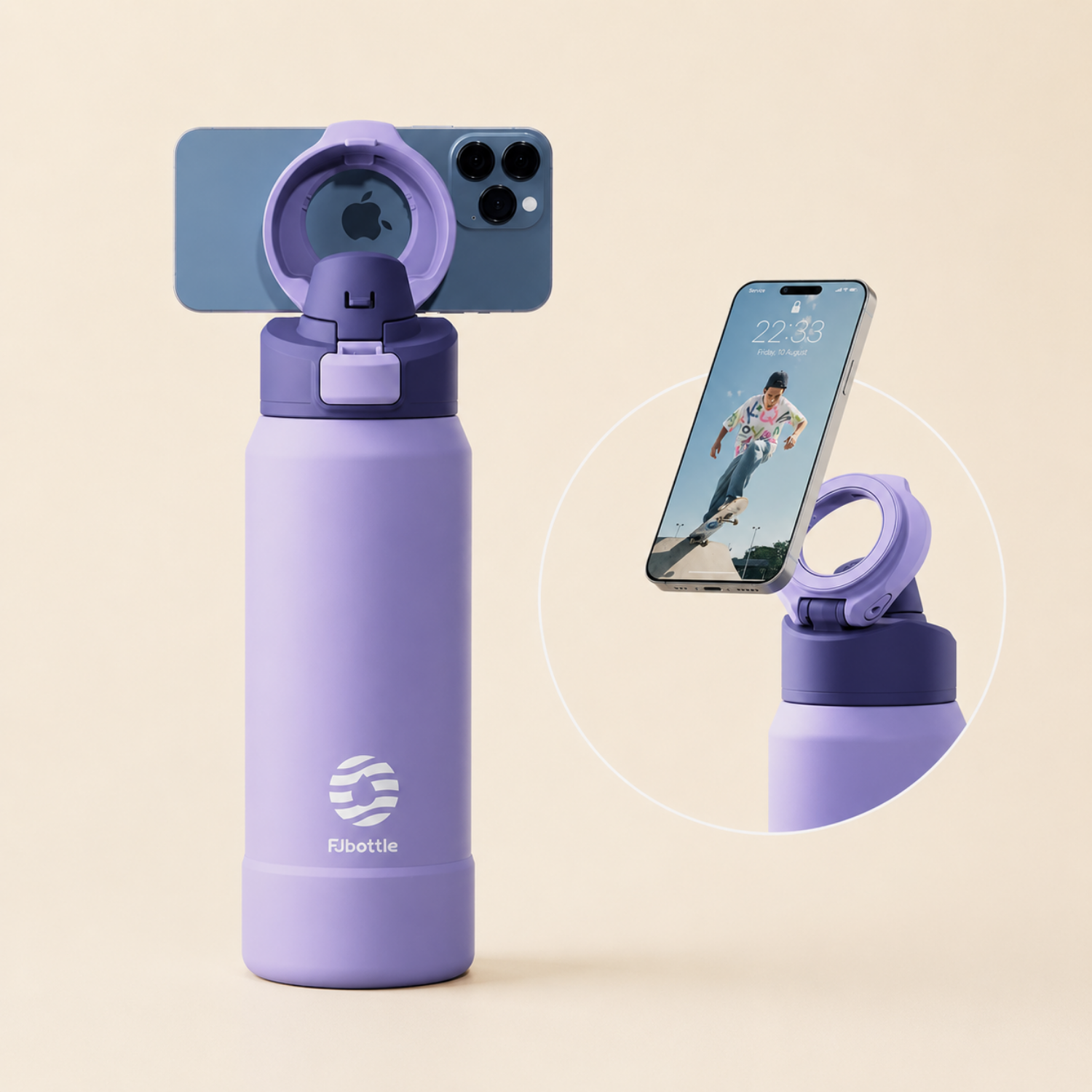MagBottle Pro – Magnetische Thermo-Trinkflasche mit Handyhalter
