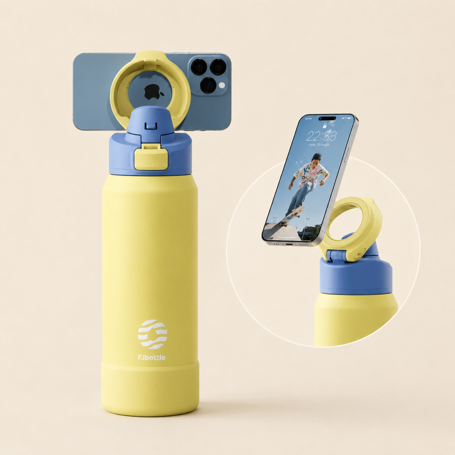 MagBottle Pro – Magnetische Thermo-Trinkflasche mit Handyhalter