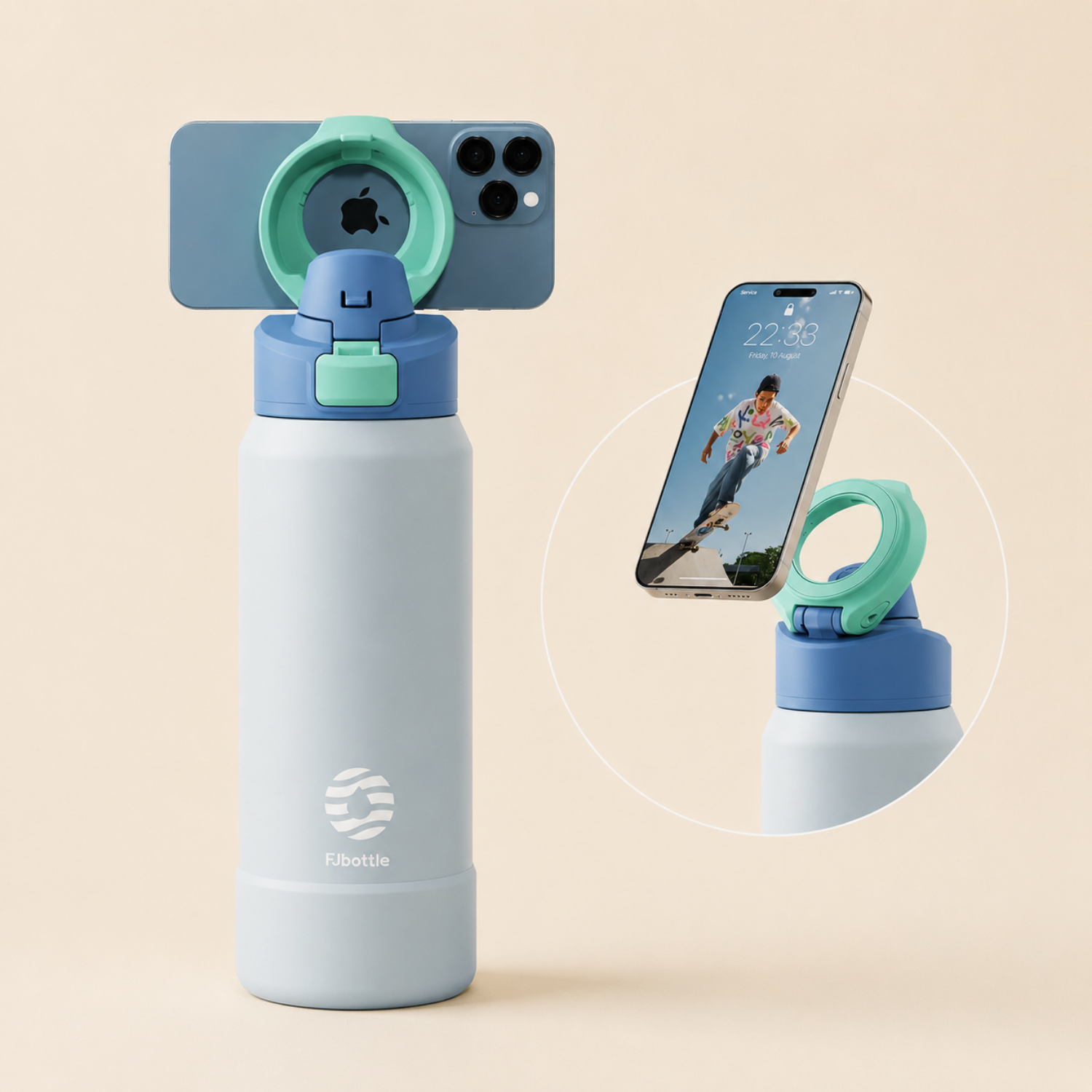 MagBottle Pro – Magnetische Thermo-Trinkflasche mit Handyhalter
