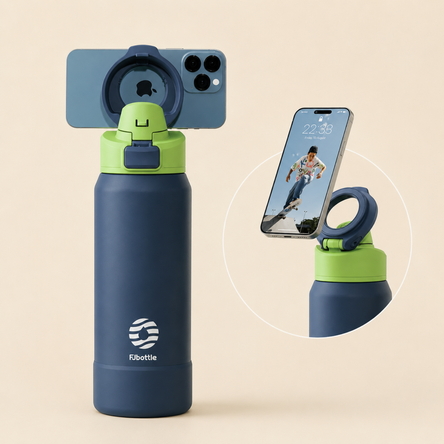 MagBottle Pro – Magnetische Thermo-Trinkflasche mit Handyhalter