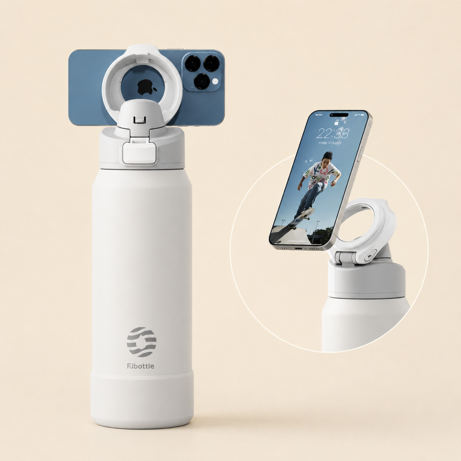 MagBottle Pro – Magnetische Thermo-Trinkflasche mit Handyhalter